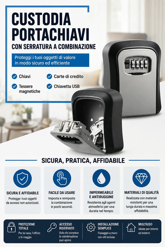 Cassetta Portachiavi con Lucchetto a Combinazione